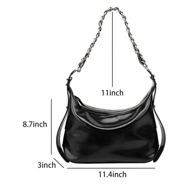 Genuine Leather Clutch Shoulder Tote Bag with Chain