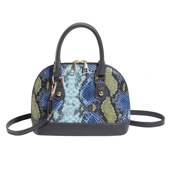PU Contrasting snakeskin one-shoulder cross-body bag