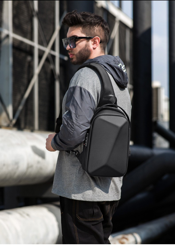 Anti Theft Hard Shell Crossbody Sling Bag with USB Port