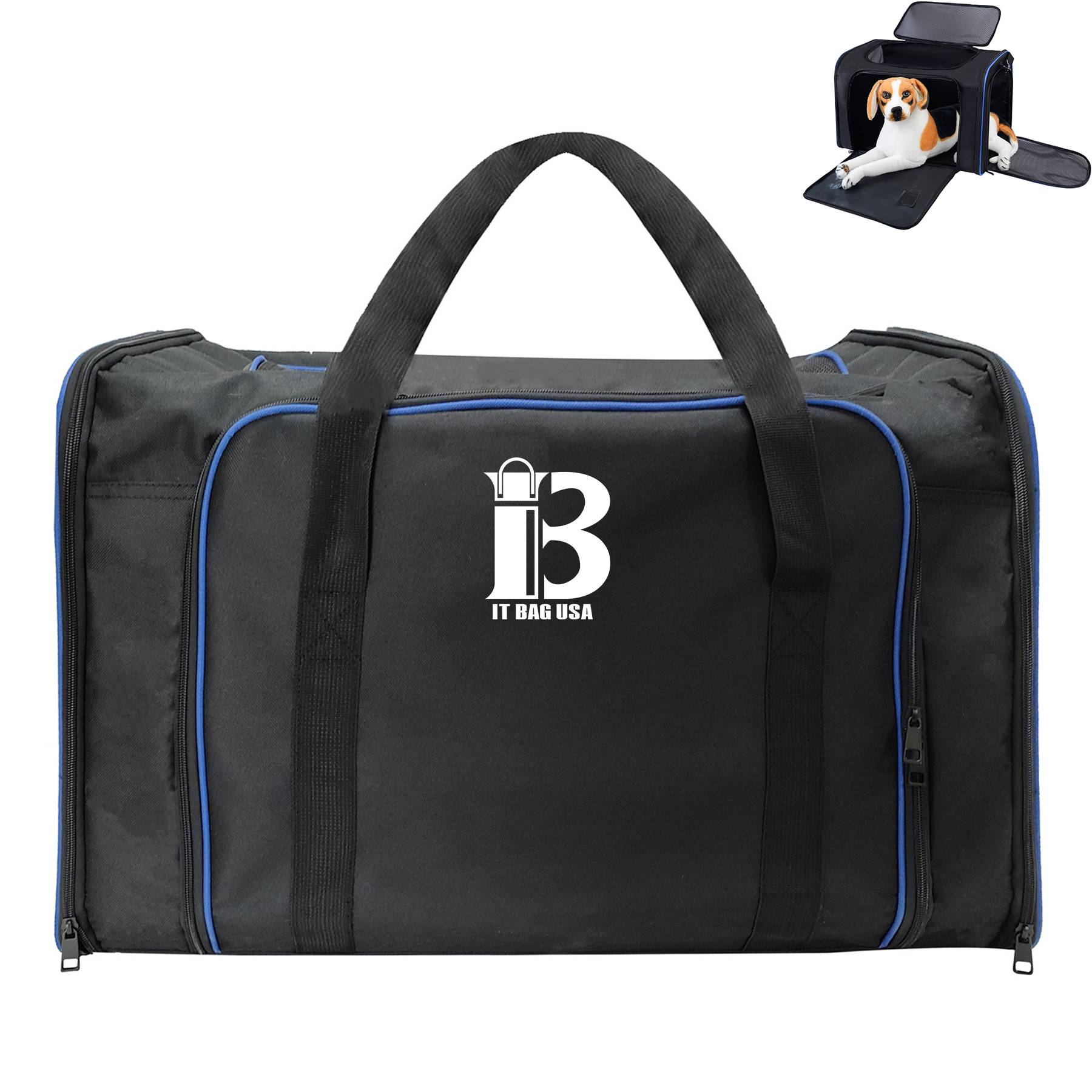 Oxford Large Collapsible Travel Puppy Cross-body Bag Black