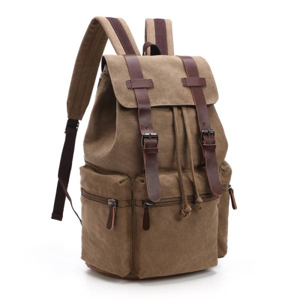Canvas Vintage Backpack PU Leather Casual Bookbag