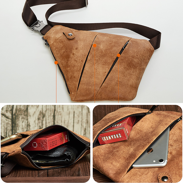 Men’s Outdoor Sports Genuine Leather Crossbody Bag