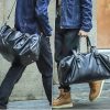 Oversized Genuine Leather Travel Duffel Bag With Shoe Pouch