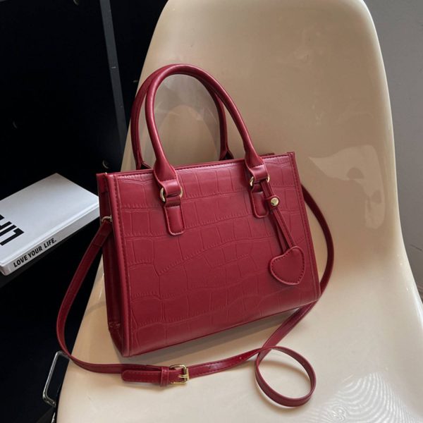 Pu red large capacity crossbody bag