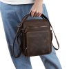 Large capacity genuine leather crossbody bag for men