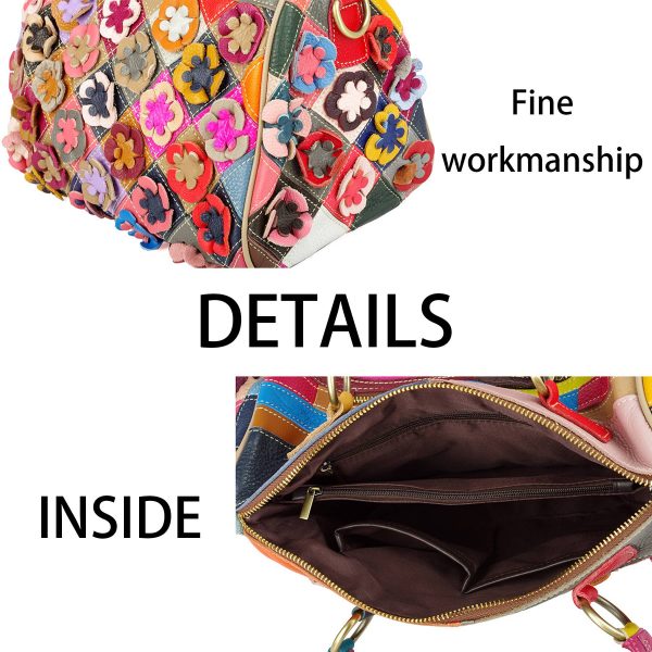 Genuine Leather Colorful floral shoulder cross-body bag
