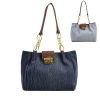 Large capacity denim fabric bag with metal chain