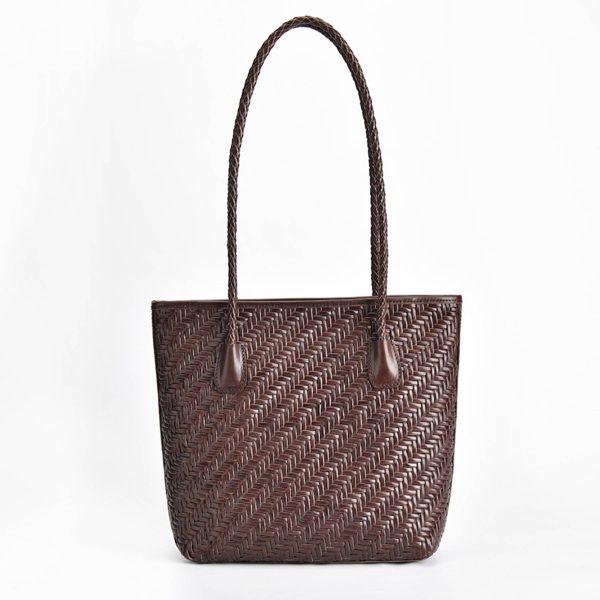 Genuine Leather Hand Woven Ladies Tote Bag
