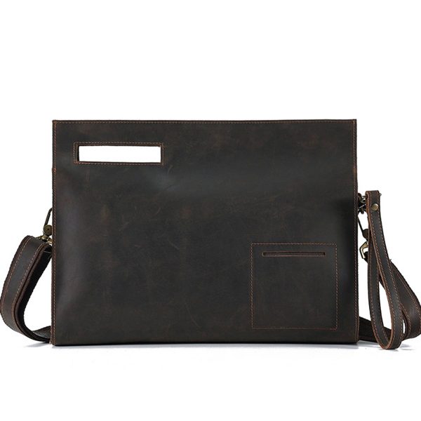 Vintage Wash Genuine Leather Crossbody Messenger Bag for Men