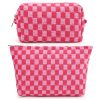 Wool Large Checkered Cosmetic Storage Bag with High Capacity