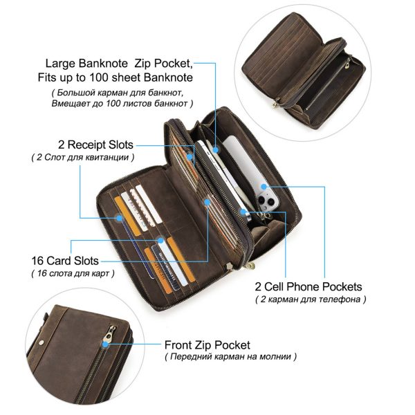 Genuine Leather RFID 2 fold Horizontal square shape Wallets