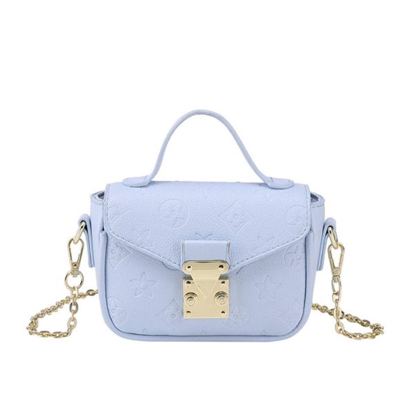 PU Leather Shoulder Bag w/ Metal Chain Strap