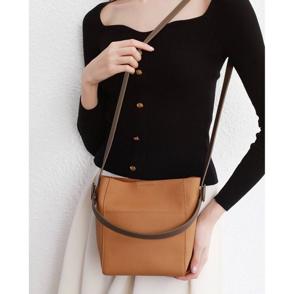 Genuine Leather Cross-body shoulder bucket bag for women