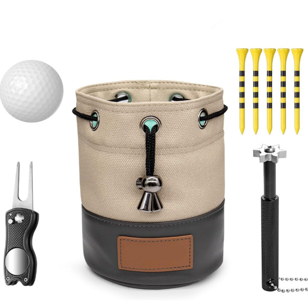 Bucket Waist Design Golf Ball Drawstring Pouch