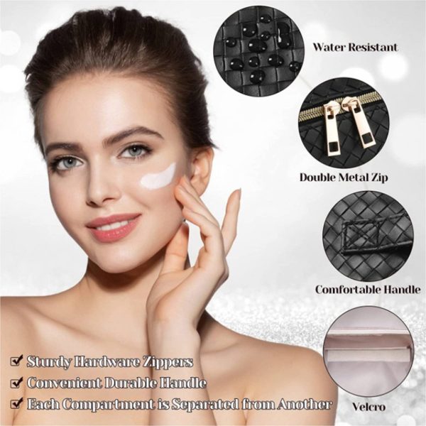 Leather Portable Waterproof Women Travel Makeup Bag