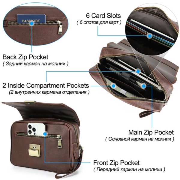 Genuine Leather High end anti-theft Combination lock bag