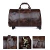 Large Leather Travel Duffel Bag with 2-rolling Spinner Wheel