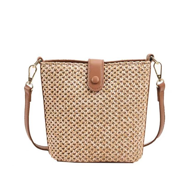 Summer Straw Women Woven Crossbody Bucket Bag