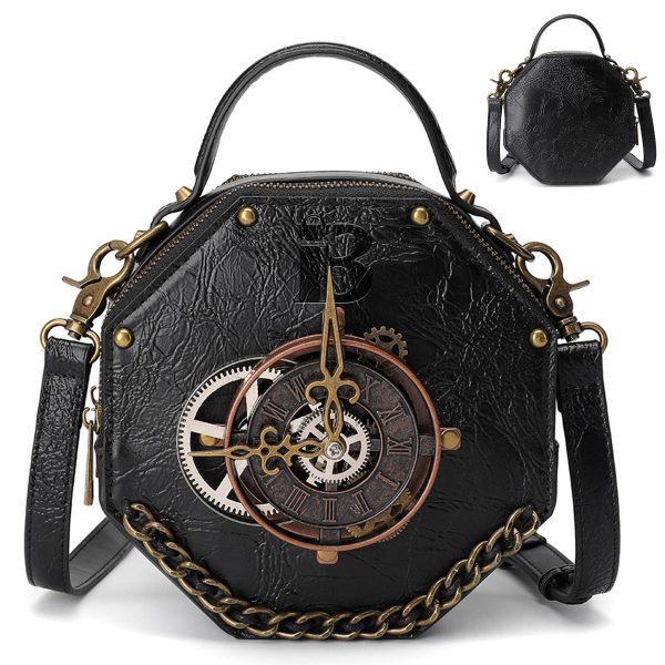 PU Punk industrial vintage style women's shoulder bag