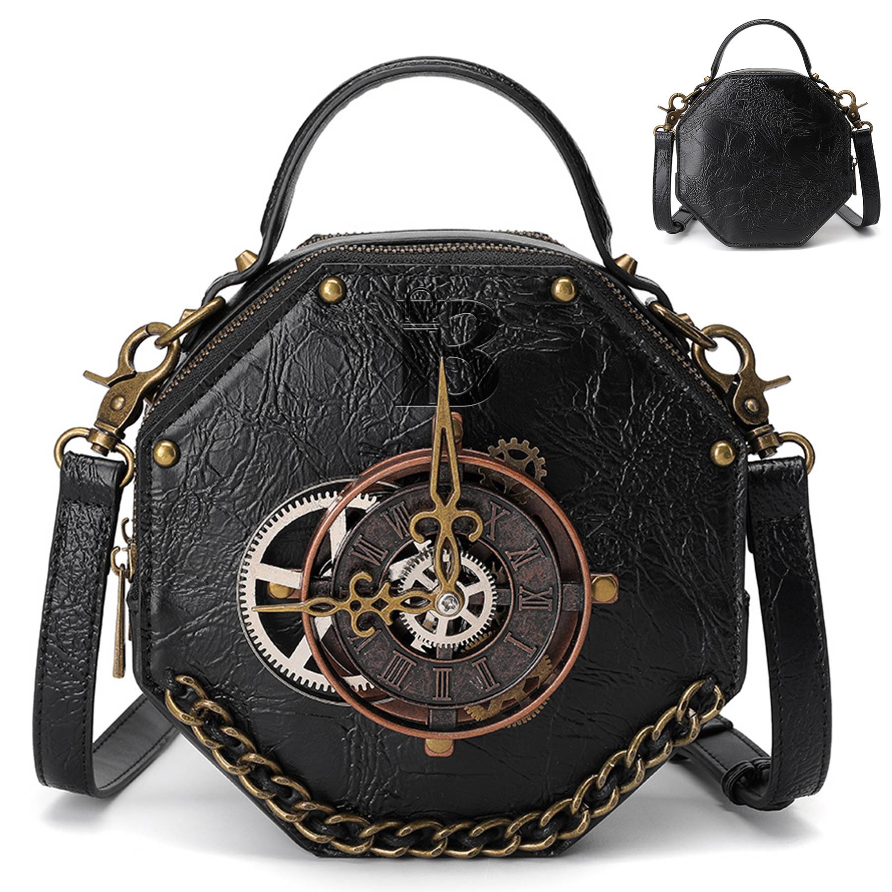 PU Punk industrial vintage style women's shoulder bag