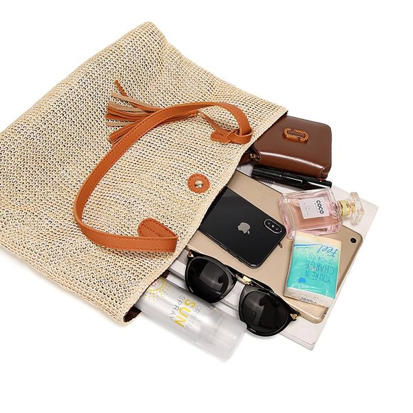Large Straw Beach Bag for women