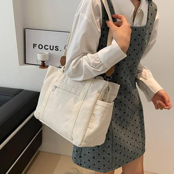 Canvas Crossbody Tote Bag