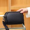 Real Leather Double layer pockets Crossbody Bag