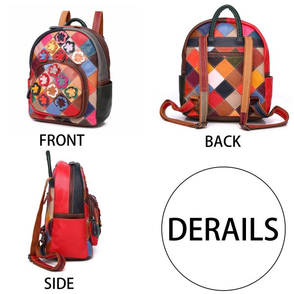 Genuine Leather colorful handmade contrast backpack