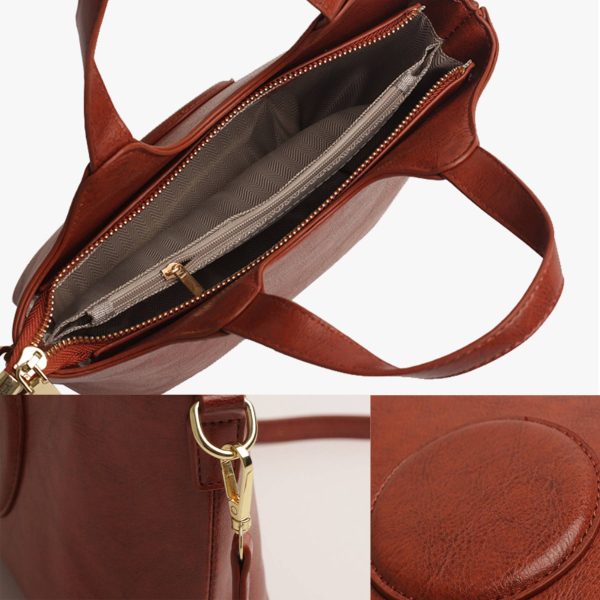 Pu Leather simple waterproof Portable Cross-body Bag Brown