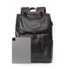 Large-Capacity PU Leather Student Backpack w/ USB Port