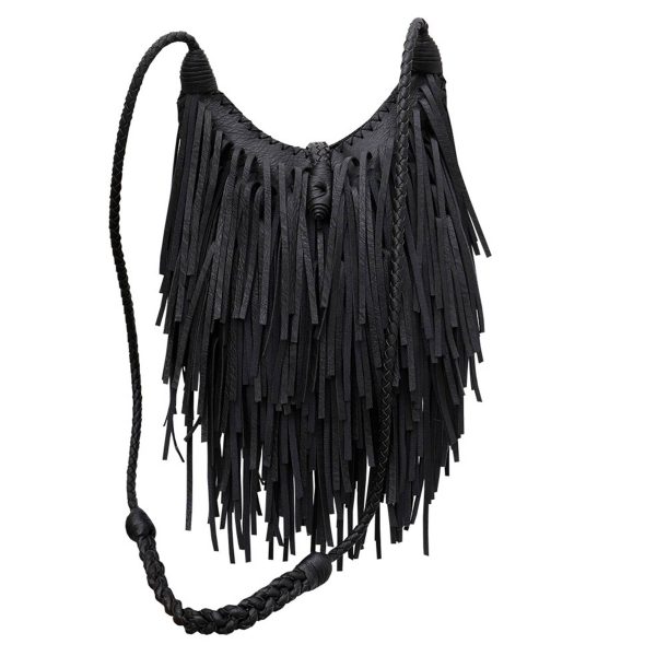 PU Hand-woven tassel shoulder cross-body bag