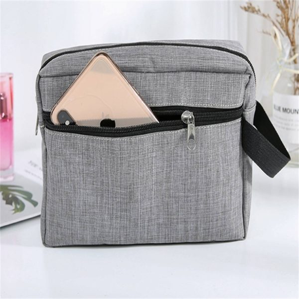 Handheld double layered women's makeup bag