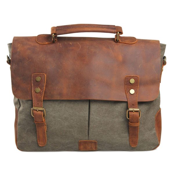 Canvas with leather Messenger bag