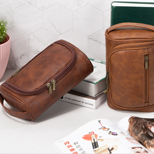 New Portable Pu Leather Makeup Bag Retro