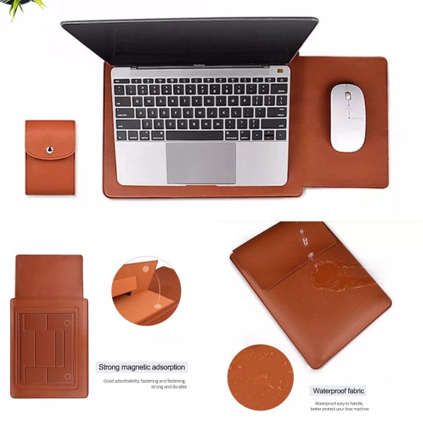 Multifunction Stand Leather Laptop Sleeve