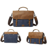 Genuine Leather Canvas Vintage Shoulder Bag