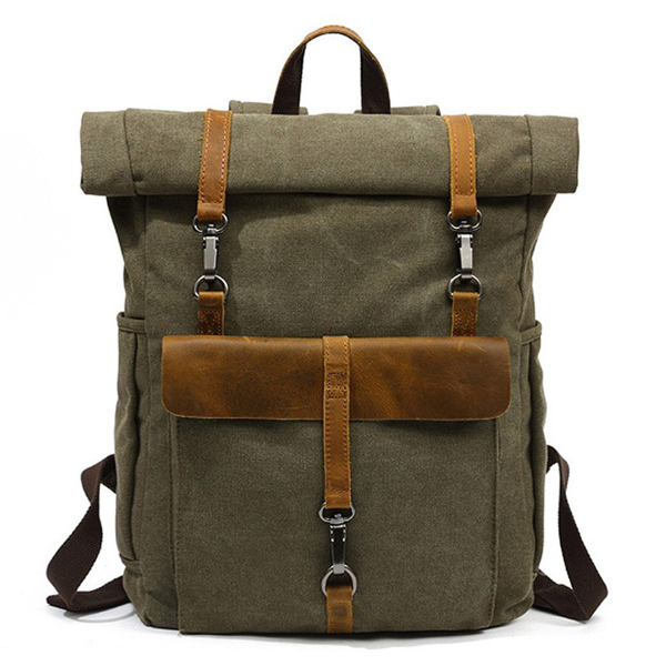 Vintage Travel Canvas Leather Backpack