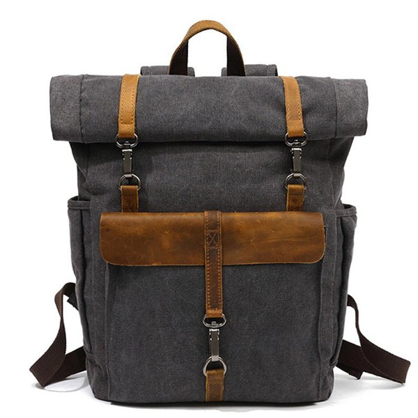 Vintage Travel Canvas Leather Backpack
