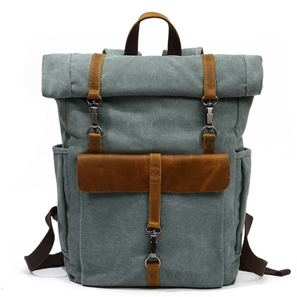Vintage Travel Canvas Leather Backpack