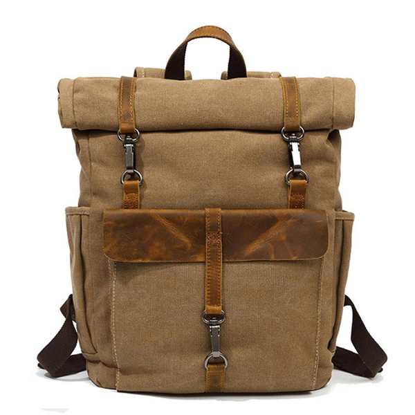 Vintage Travel Canvas Leather Backpack