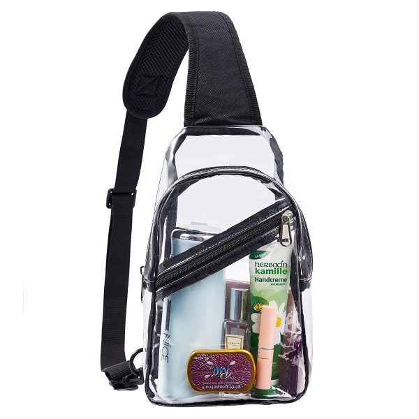 11"X 7" Clear Sling Bag Chest Backpack With Front Pocket