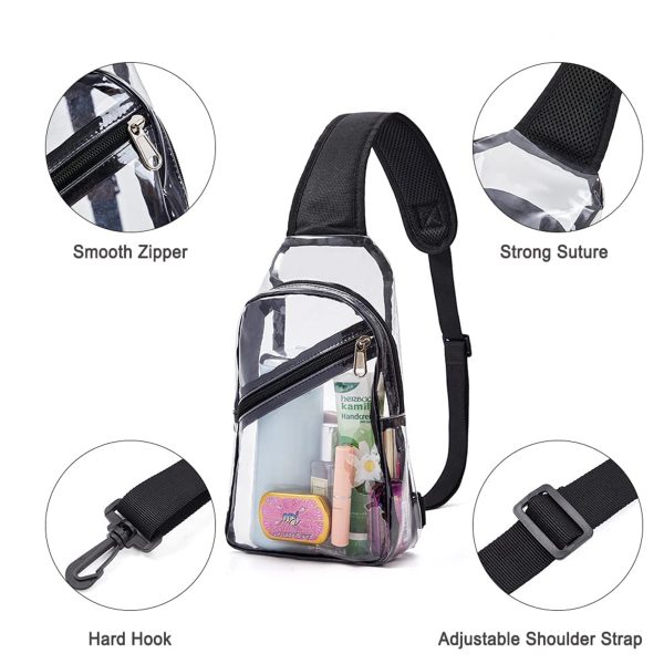 11"X 7" Clear Sling Bag Chest Backpack With Front Pocket