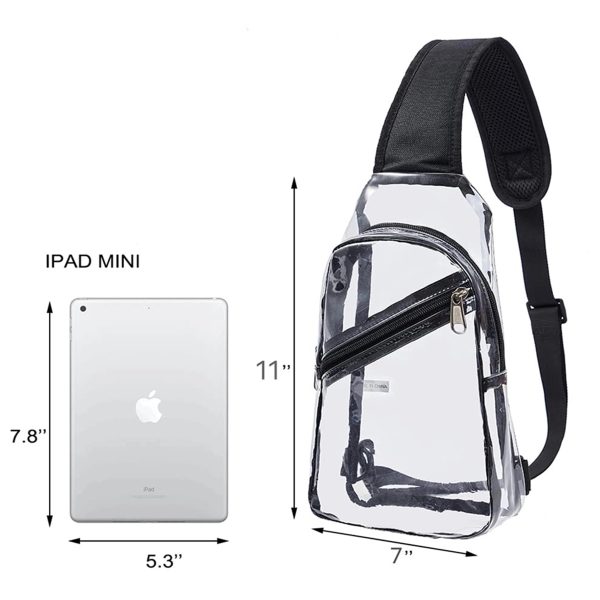 11"X 7" Clear Sling Bag Chest Backpack With Front Pocket