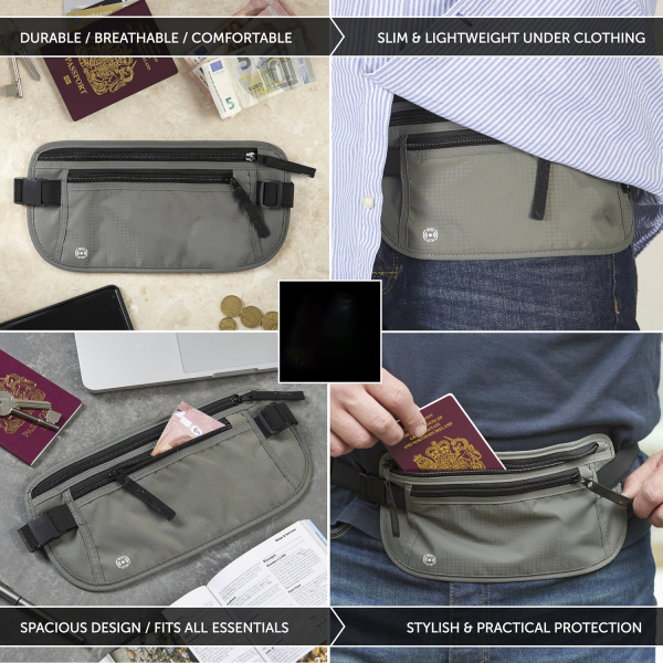 Travel Money Belt Slim Passport Holder