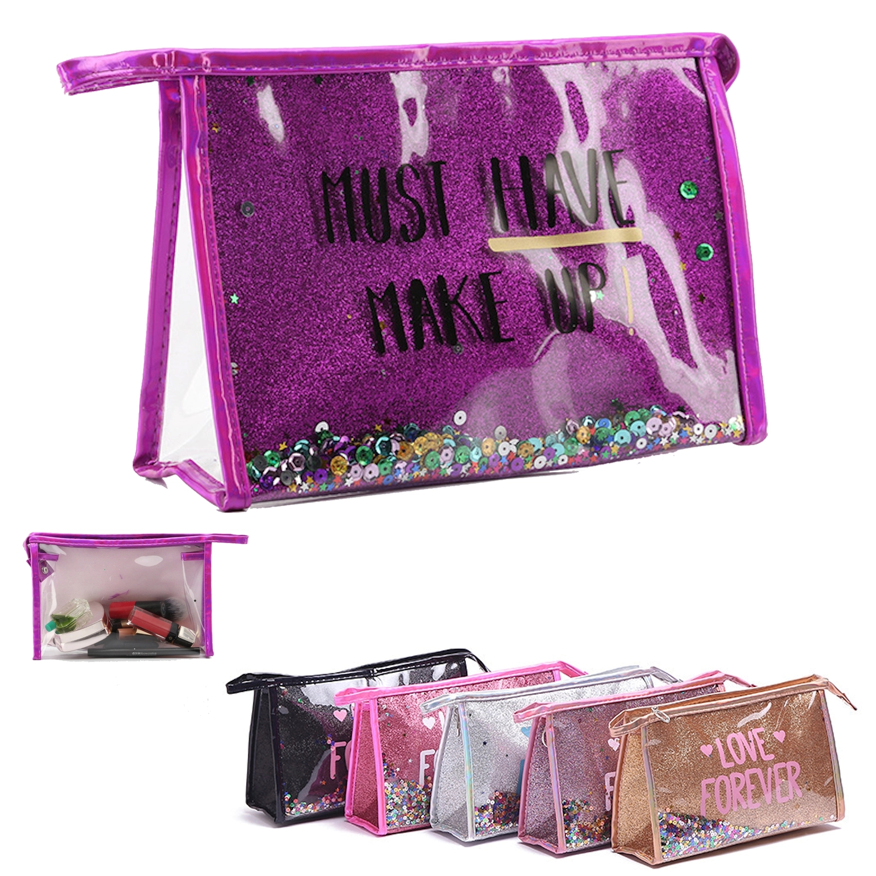 Fashion Creative Sequin Glitter Toiletry Pouch Cosmetic Bag