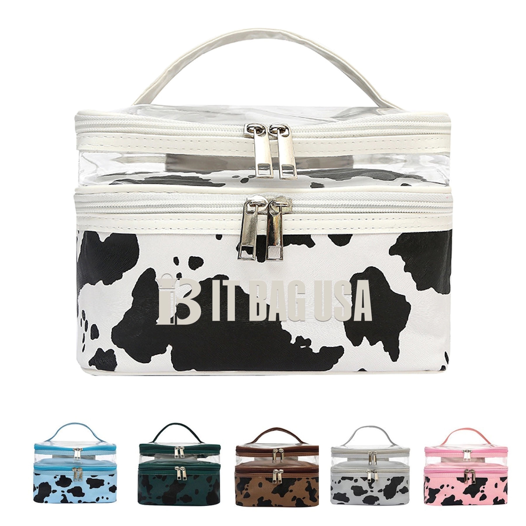 Cows Double Layer Travel Storage Cosmetic Cases