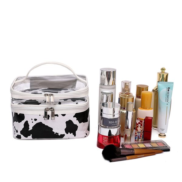 Cows Double Layer Travel Storage Cosmetic Cases
