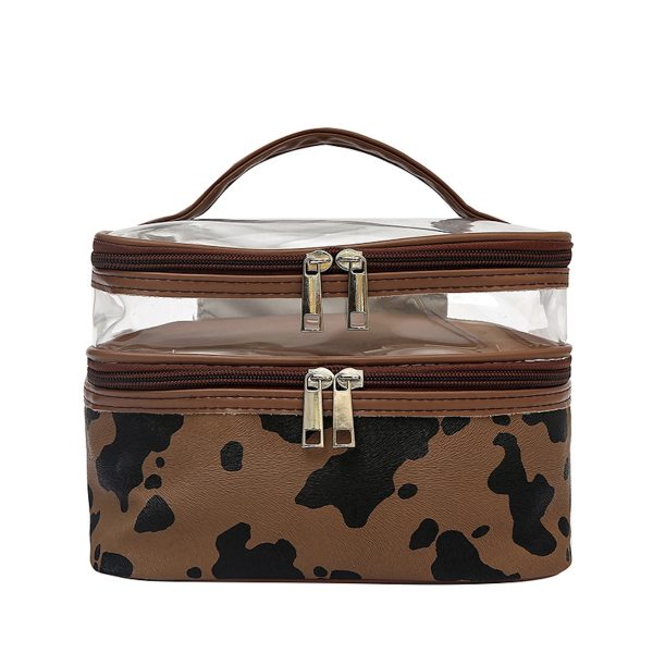 Cows Double Layer Travel Storage Cosmetic Cases