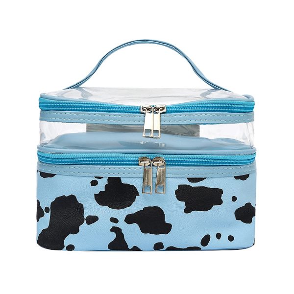 Cows Double Layer Travel Storage Cosmetic Cases