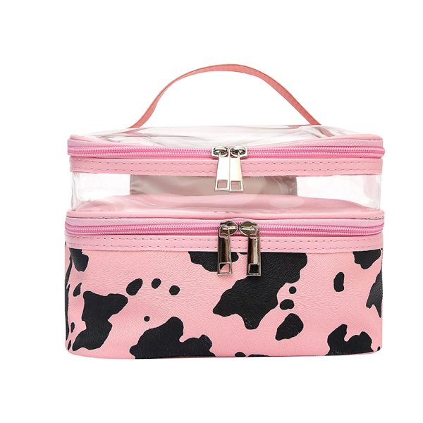 Cows Double Layer Travel Storage Cosmetic Cases